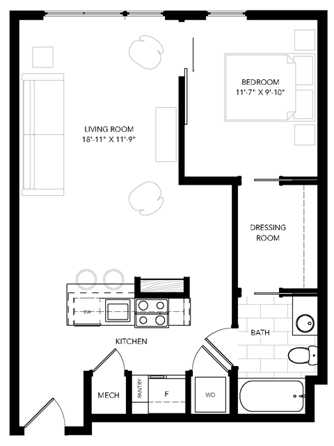 floor plan of 55 north luxury apartments to rent in the north end of boston
